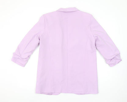 PIECES Women Purple Regular Fit 3/4 Sleeve Lined Blazer Jacket Size S