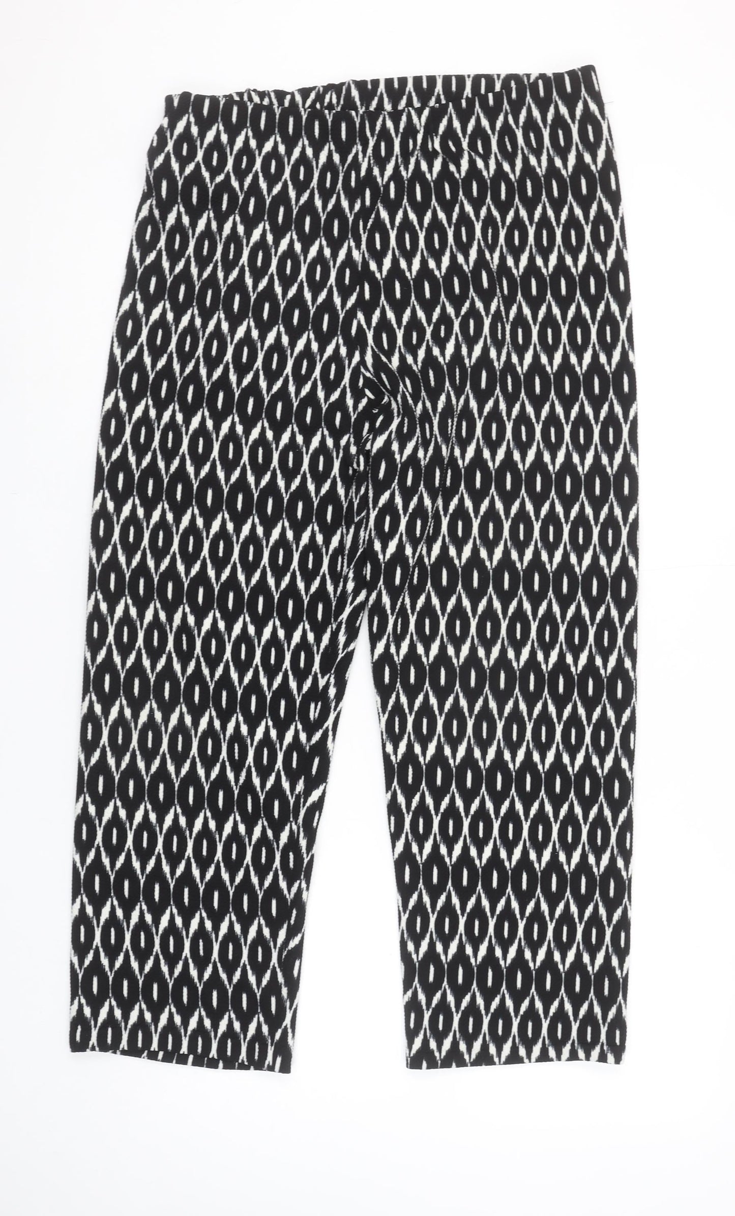 Bassini Women’s Black Geometric Cropped Trousers Size 16 Stretch Jersey