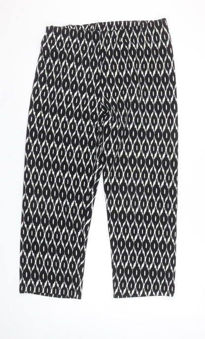 Bassini Women’s Black Geometric Cropped Trousers Size 16 Stretch Jersey