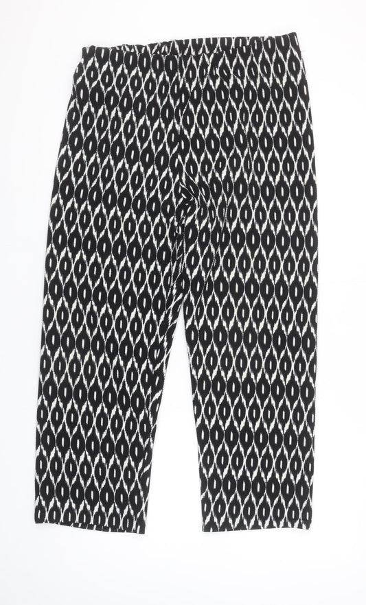 Bassini Women’s Black Geometric Cropped Trousers Size 16 Stretch Jersey