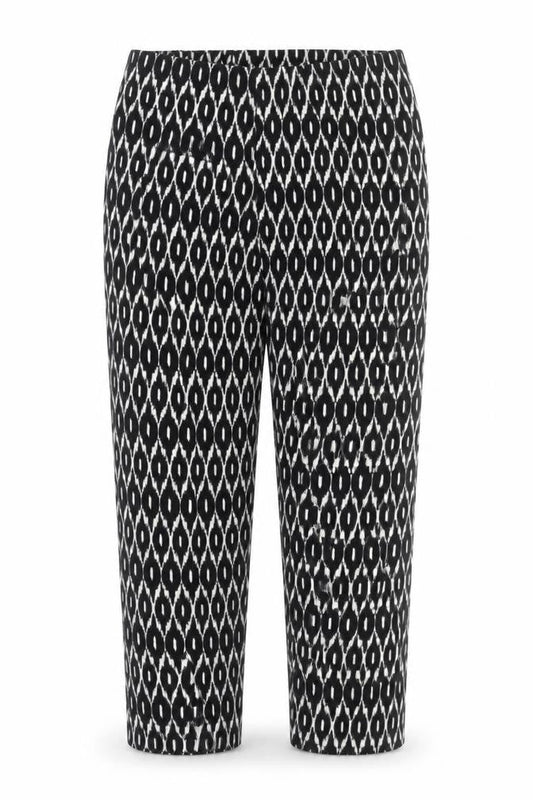 Bassini Women’s Black Geometric Cropped Trousers Size 16 Stretch Jersey