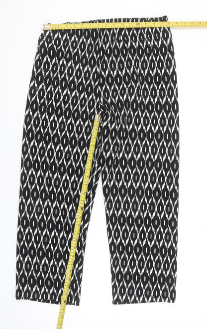 Bassini Women’s Black Geometric Cropped Trousers Size 16 Stretch Jersey