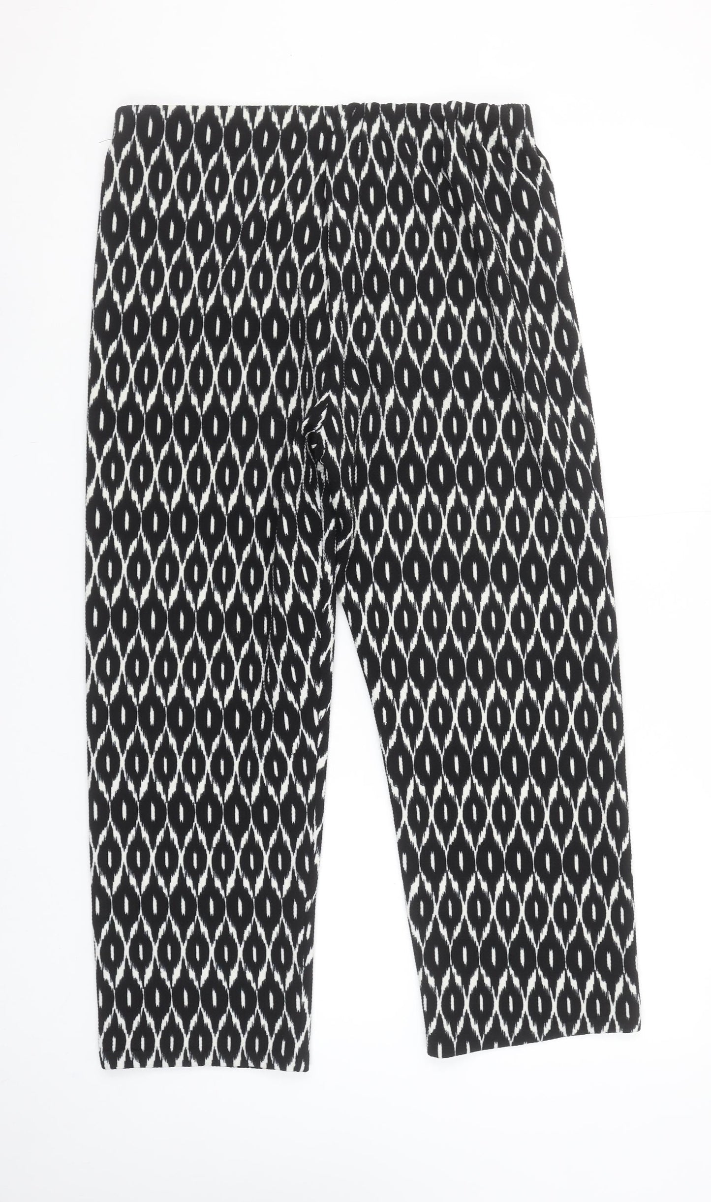Bassini Women’s Black Geometric Cropped Trousers Size 16 Stretch Jersey