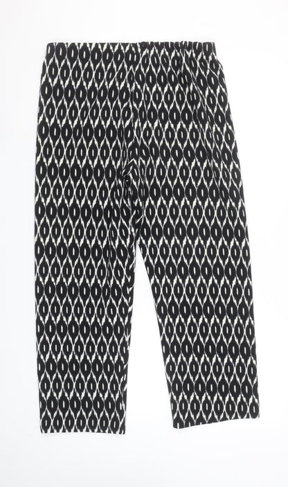Bassini Women’s Black Geometric Cropped Trousers Size 16 Stretch Jersey