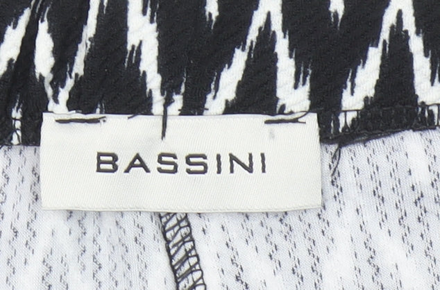 Bassini Women’s Black Geometric Cropped Trousers Size 16 Stretch Jersey