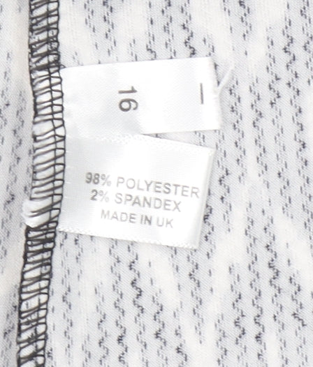 Bassini Women’s Black Geometric Cropped Trousers Size 16 Stretch Jersey