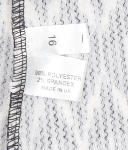 Bassini Women’s Black Geometric Cropped Trousers Size 16 Stretch Jersey