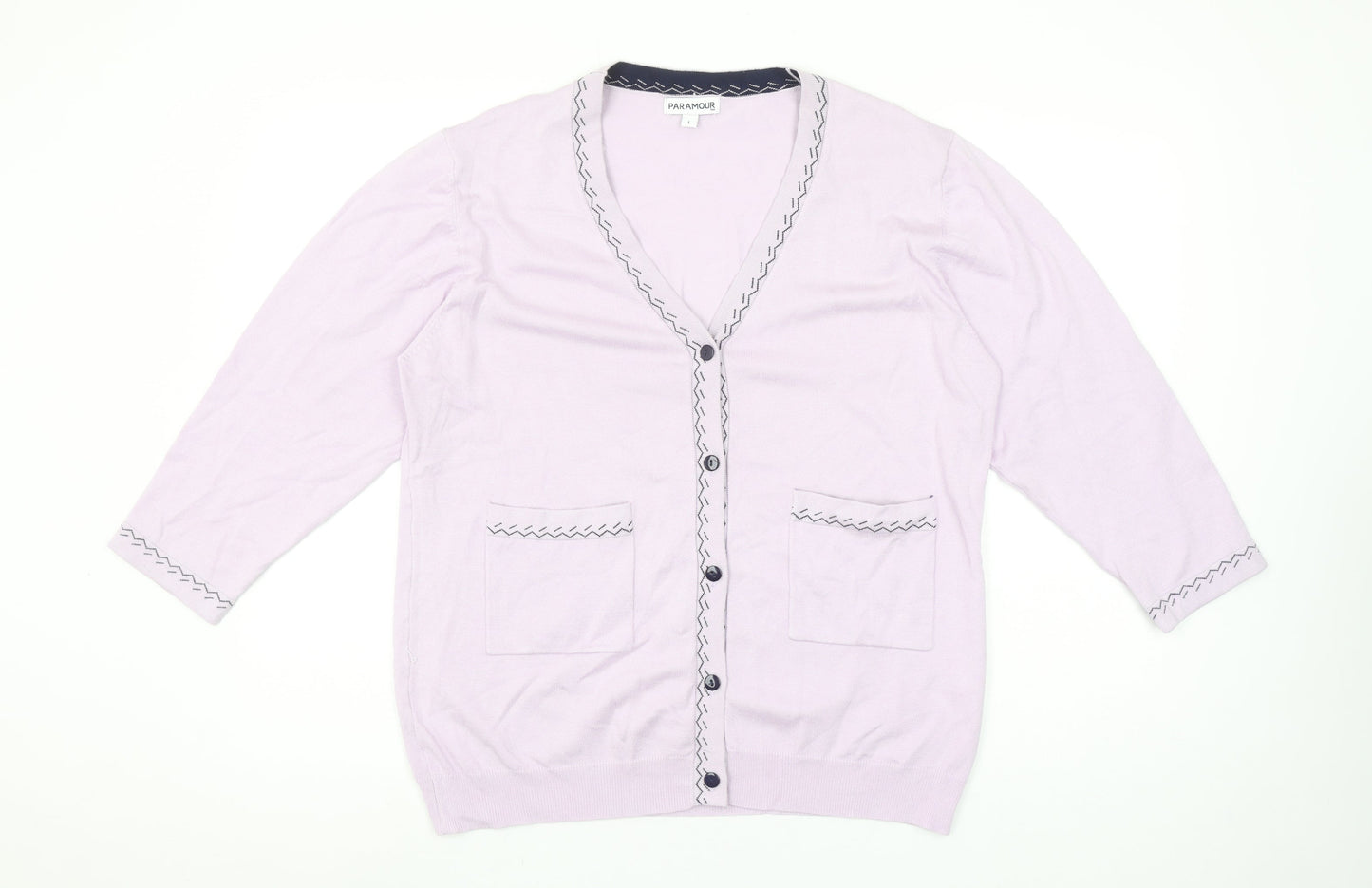 Paramour Women's Lilac Cardigan L V-Neck Button Knit Pockets
