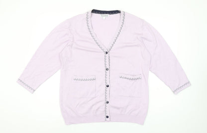 Paramour Women's Lilac Cardigan L V-Neck Button Knit Pockets