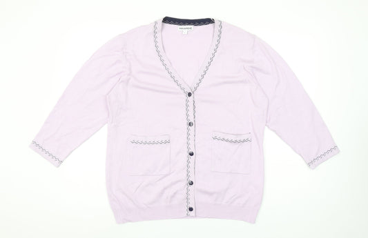 Paramour Women's Lilac Cardigan L V-Neck Button Knit Pockets