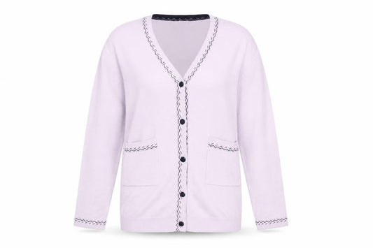 Paramour Women's Lilac Cardigan L V-Neck Button Knit Pockets