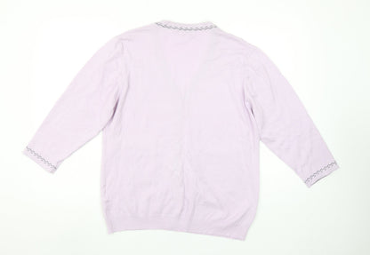 Paramour Women's Lilac Cardigan L V-Neck Button Knit Pockets