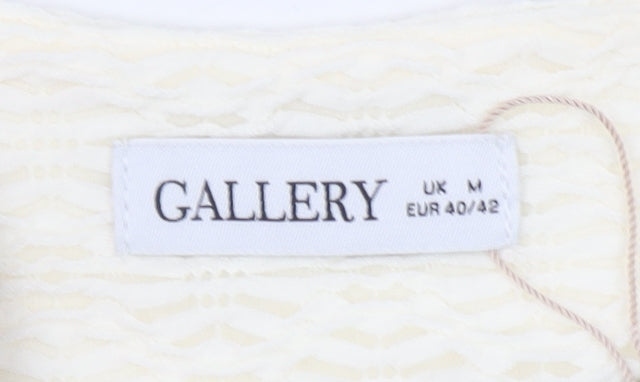 Gallery Women Ivory Lace V-Neck Puff Sleeve Blouse Size M
