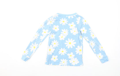 Dunnes Stores Girls Blue Daisy Floral Long Sleeve Cotton Pyjama Top 8-9 Years