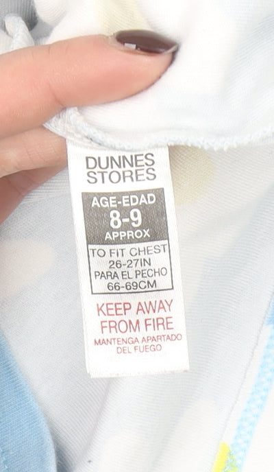 Dunnes Stores Girls Blue Daisy Floral Long Sleeve Cotton Pyjama Top 8-9 Years