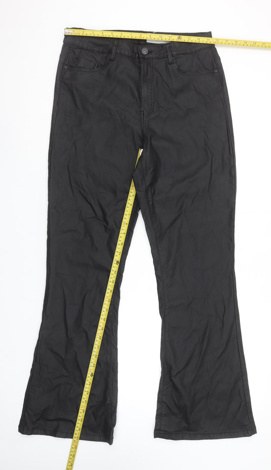 Noisy May Women's Black XL Flared High Rise Trousers