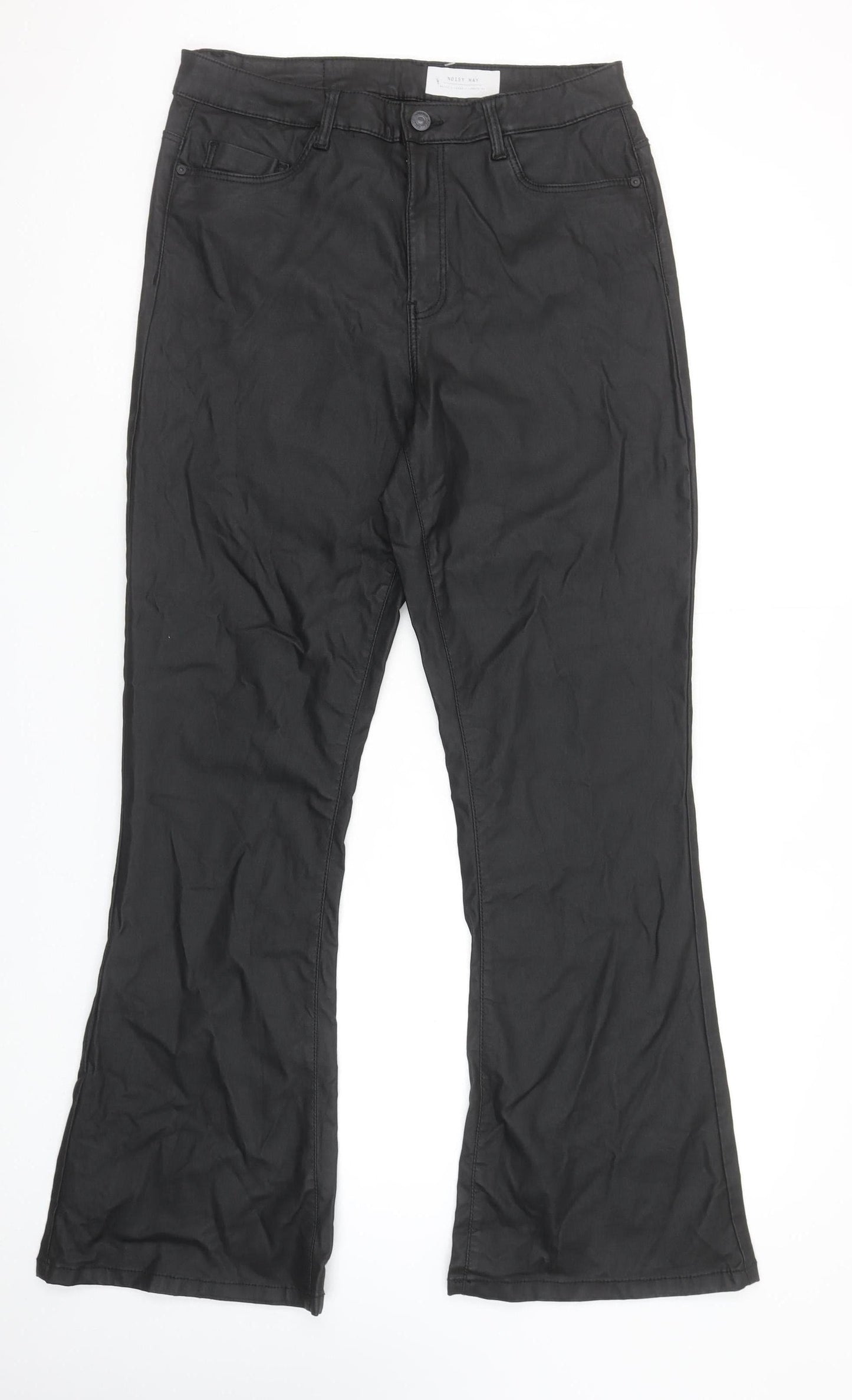 Noisy May Women's Black XL Flared High Rise Trousers
