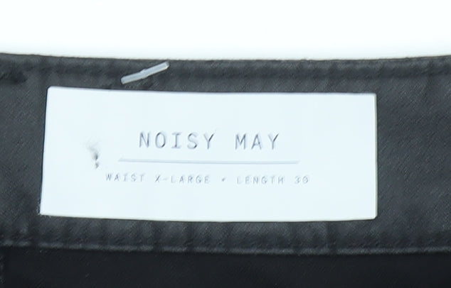 Noisy May Women's Black XL Flared High Rise Trousers