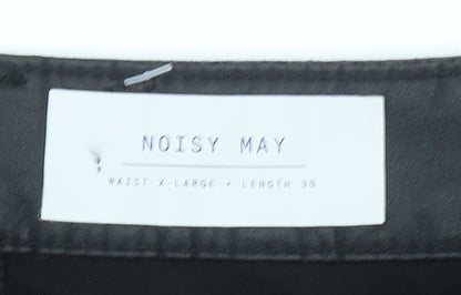 Noisy May Women's Black XL Flared High Rise Trousers