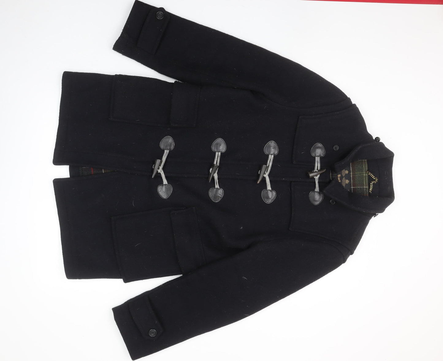 Barbour Women's Black Wool Duffle Coat UK 14 Classic Winter Style