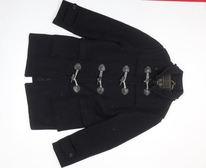 Barbour Women's Black Wool Duffle Coat UK 14 Classic Winter Style