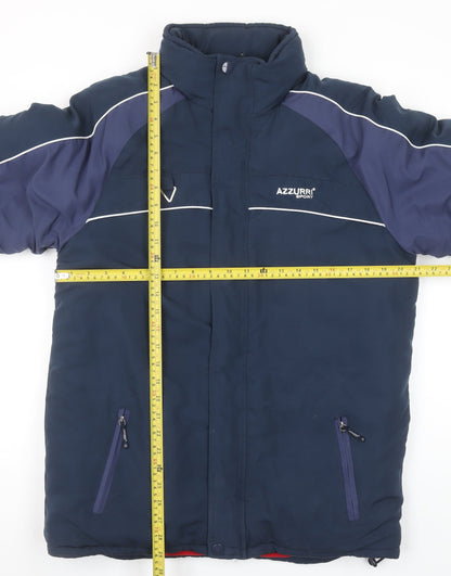 Azzurri Sport Men Blue S Puffer Jacket Insulated Mid-Length Winter Coat
