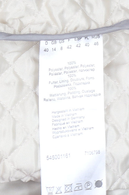 Olsen Womens Beige Quilted Mid-Length Coat Size 14