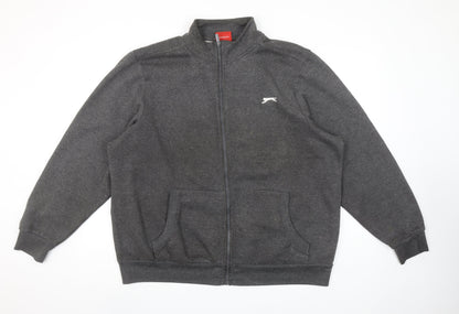 Slazenger Men’s Grey Full Zip Sweatshirt XL Fleece Mock Neck