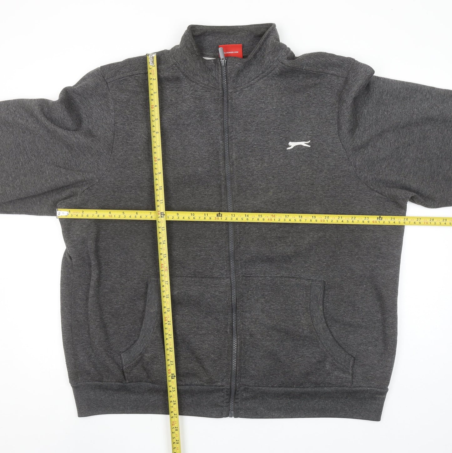 Slazenger Men’s Grey Full Zip Sweatshirt XL Fleece Mock Neck