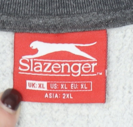 Slazenger Men’s Grey Full Zip Sweatshirt XL Fleece Mock Neck