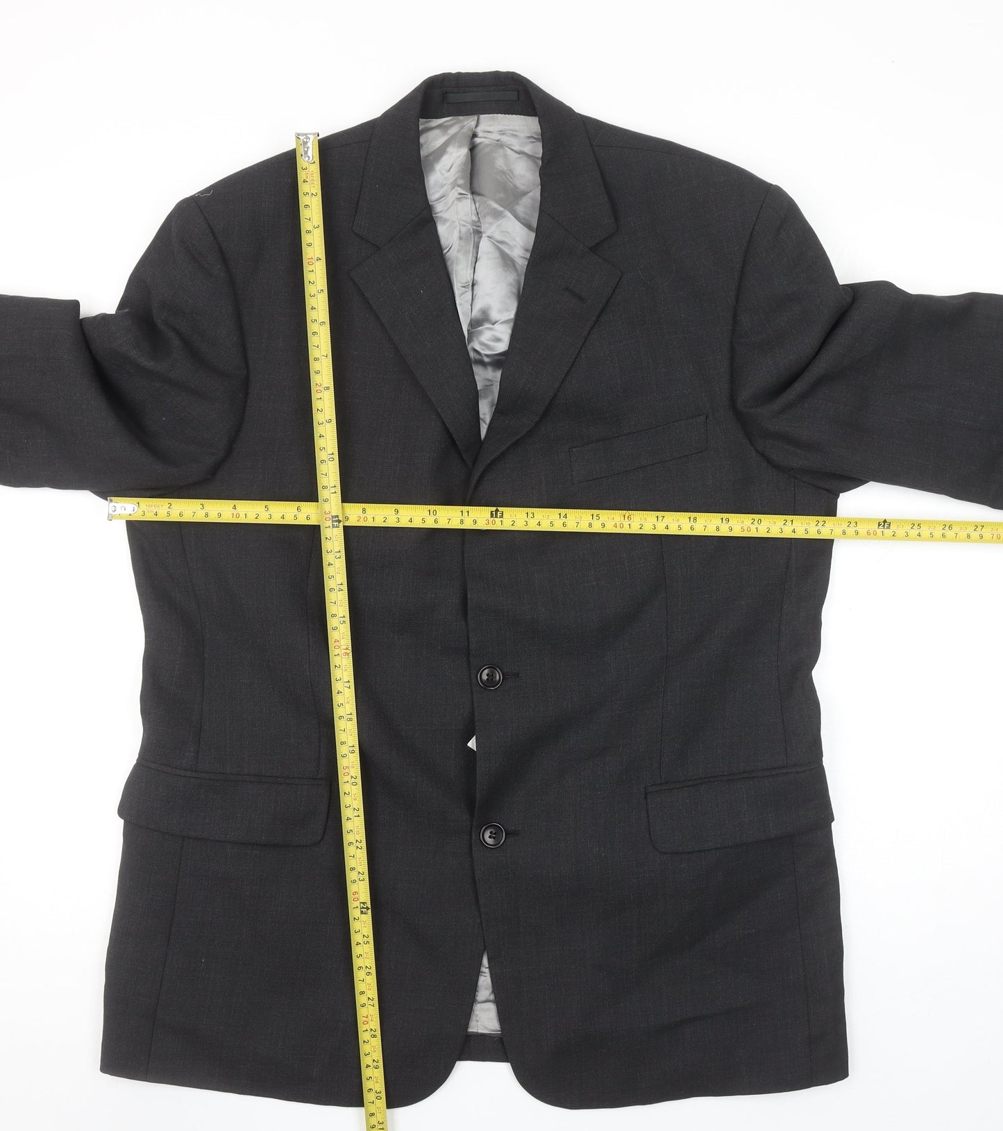 Lino Vierra Men's Grey 42S Wool Blend Classic Blazer Jacket
