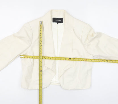 Jaeger Women Ivory Cropped Linen Silk Blazer UK 12