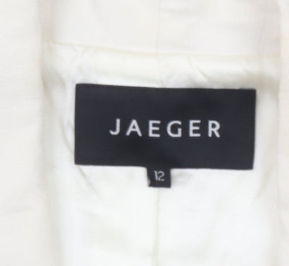 Jaeger Women Ivory Cropped Linen Silk Blazer UK 12