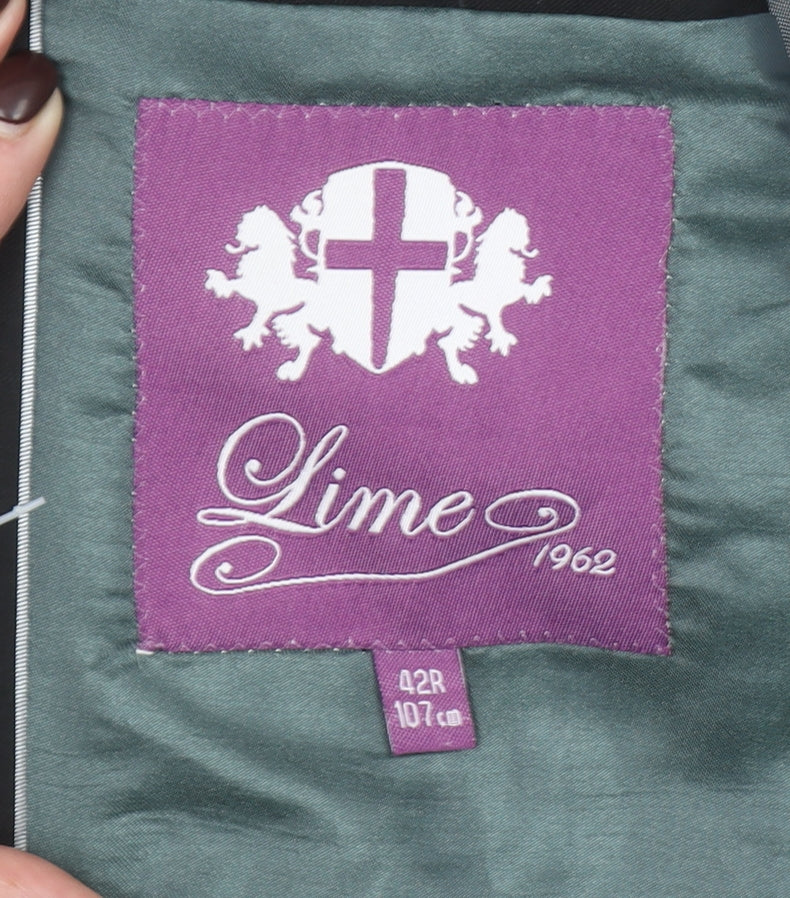 Lime 1962 Men's Black 42R Regular Fit Single-Breasted Blazer