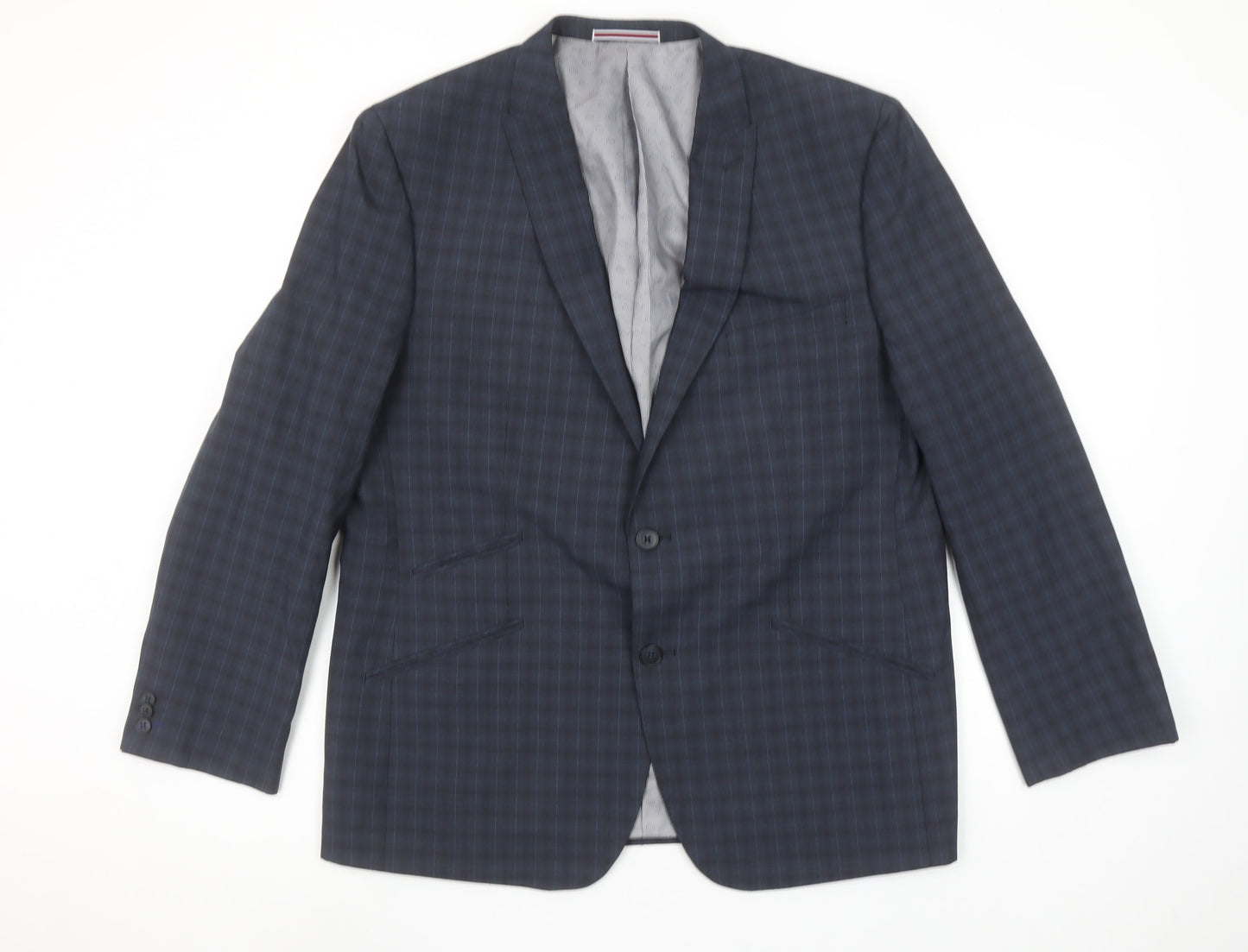 Matalan Men’s Blue Check 44 Short Regular Fit Single-Breasted Blazer