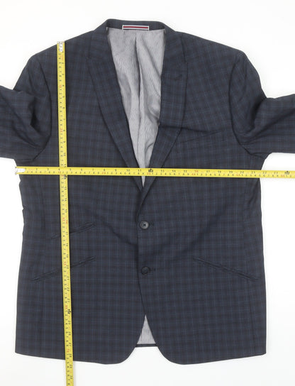 Matalan Men’s Blue Check 44 Short Regular Fit Single-Breasted Blazer