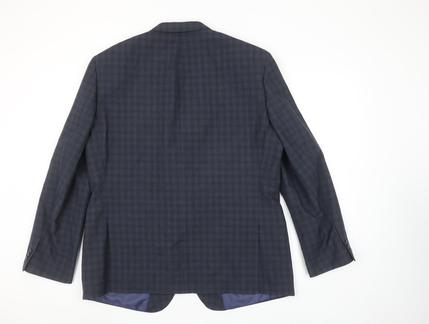 Matalan Men’s Blue Check 44 Short Regular Fit Single-Breasted Blazer