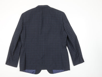 Matalan Men’s Blue Check 44 Short Regular Fit Single-Breasted Blazer