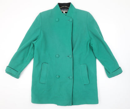 Kesta London Women's Green Wool Mid-Length Overcoat UK 12