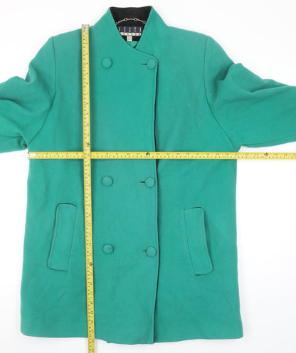 Kesta London Women's Green Wool Mid-Length Overcoat UK 12