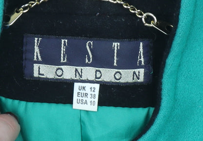 Kesta London Women's Green Wool Mid-Length Overcoat UK 12