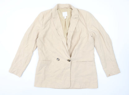 H&M Women Beige Double-Breasted Blazer UK 12 Regular Fit