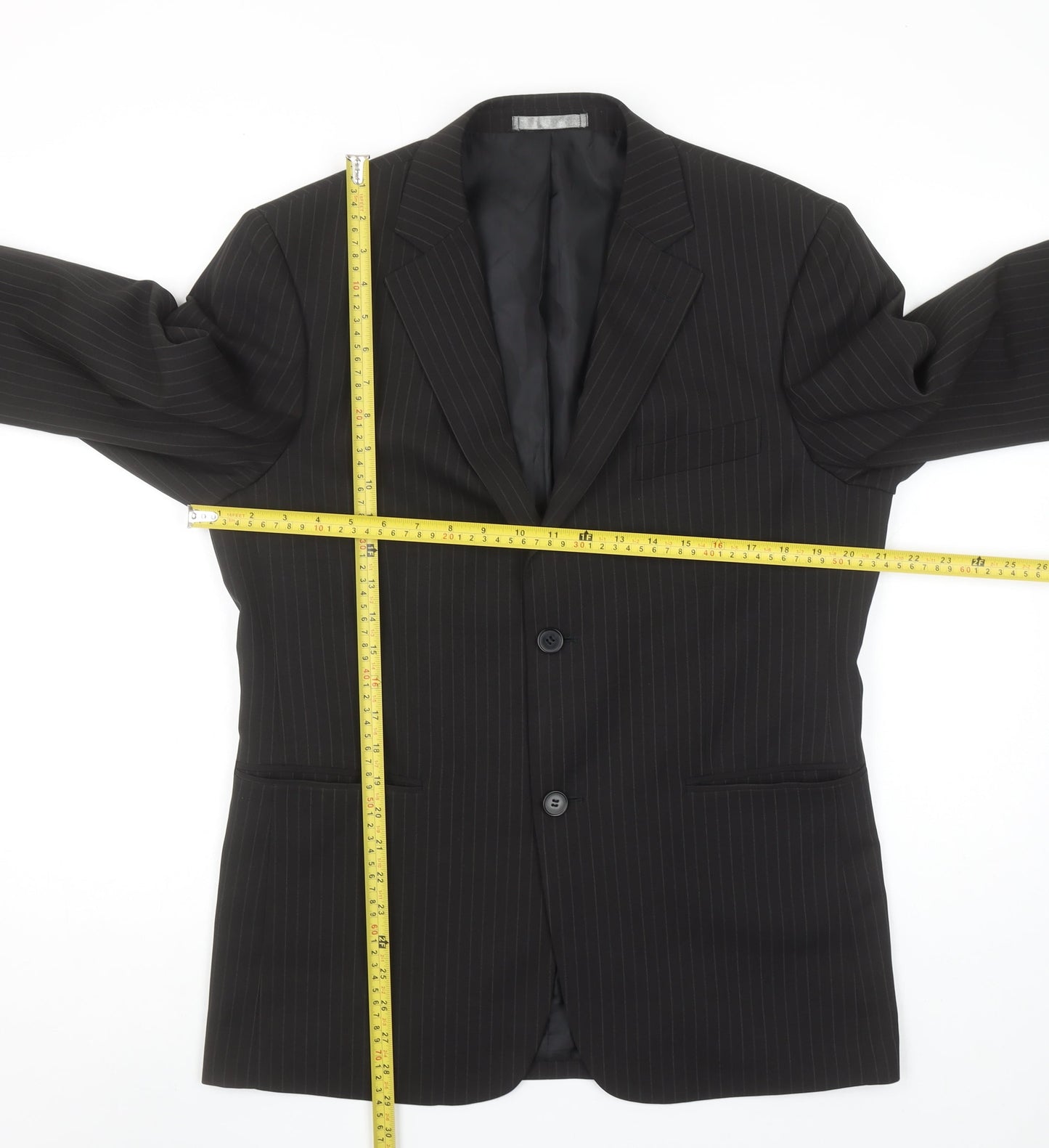 Taylor & Wright Men's Black Pinstripe 38S Suit Jacket