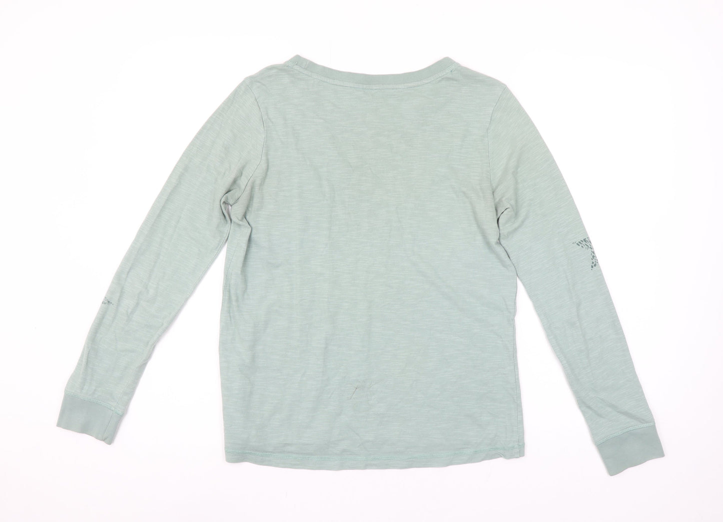 Next Women's Green Star Print Long Sleeve Cotton T-Shirt Size 8