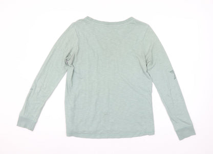 Next Women's Green Star Print Long Sleeve Cotton T-Shirt Size 8