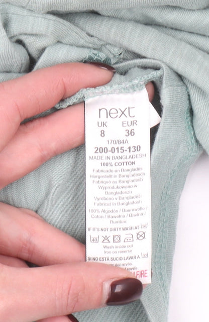 Next Women's Green Star Print Long Sleeve Cotton T-Shirt Size 8