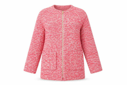 Zara Basic Women's Pink Tweed Mid-Length Zip Coat Size 14