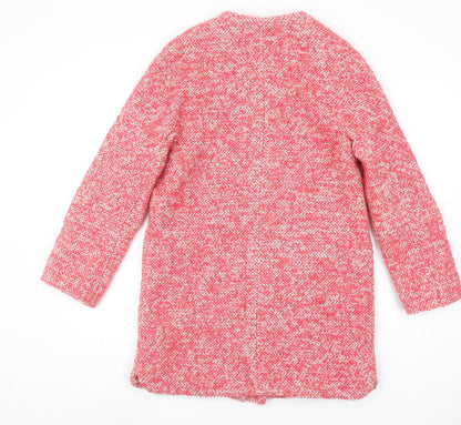 Zara Basic Women's Pink Tweed Mid-Length Zip Coat Size 14