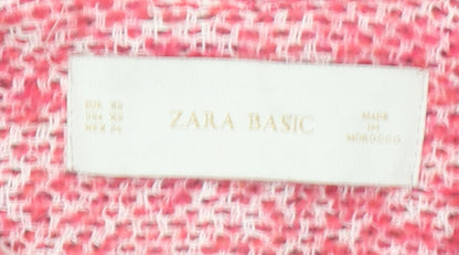 Zara Basic Women's Pink Tweed Mid-Length Zip Coat Size 14