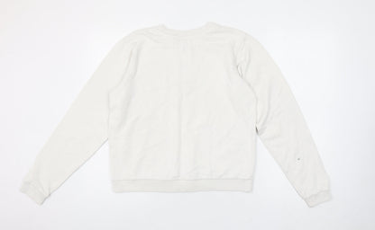 ASOS Women’s White Pullover Sweatshirt UK 8 Crew Neck Cotton ‘Romance’ Print